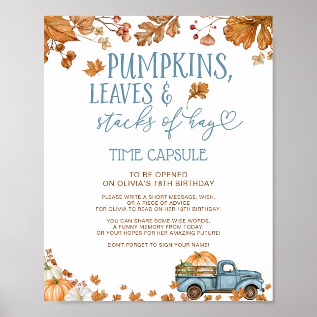 Affiche Panneau de capsule temporelle Citrouilles Feuilles (Devant)