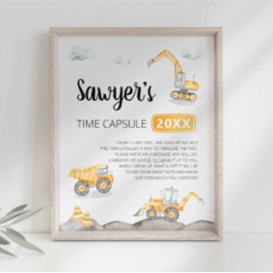 Affiche Panneau de capsule temporelle de camion de constru