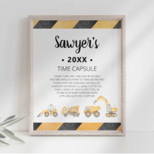 Affiche Panneau de capsule temporelle de camion de constru