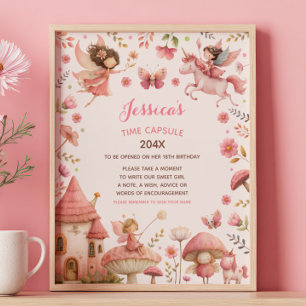 Affiche Panneau de capsule temporelle rose pour le premier