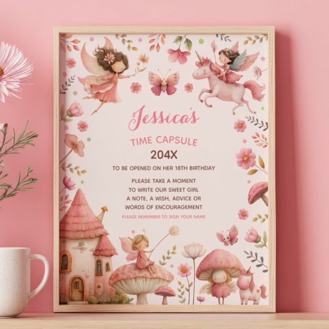 Affiche Panneau de capsule temporelle rose pour le premier (Créateur téléchargé)