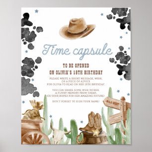 Affiche Panneau de capsule temporelle rustique du Far West