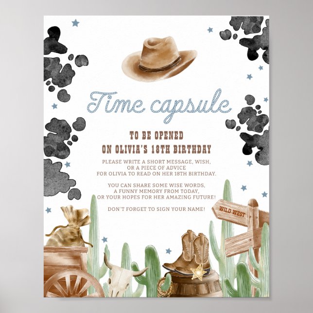 Affiche Panneau de capsule temporelle rustique du Far West (Devant)