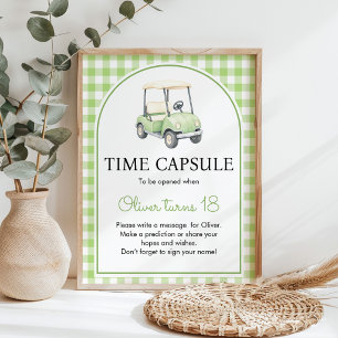 Affiche Panneau de capsule temporelle verte pour fête d'an