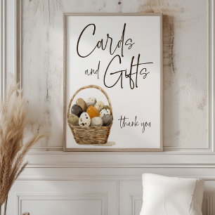 Affiche Panneau de carte de mariage et de cadeaux de poule