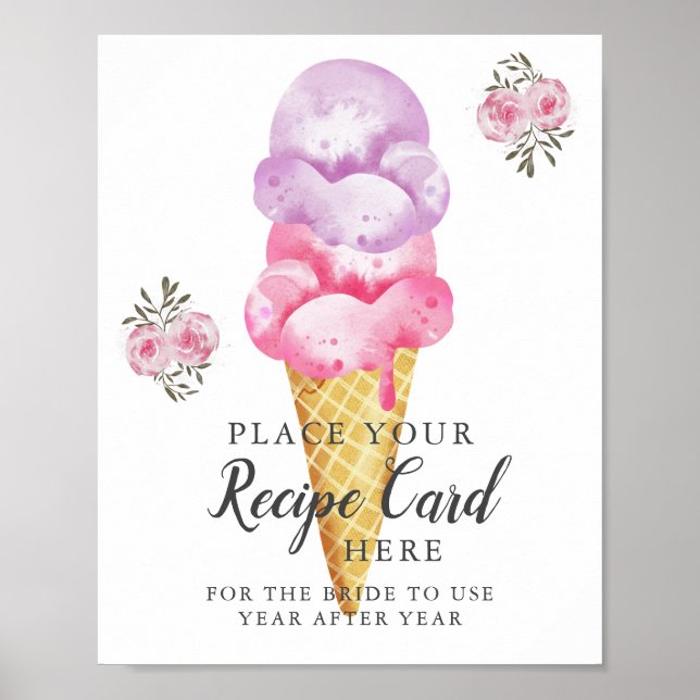 Affiche Panneau de carte de recette de glace ici (Devant)