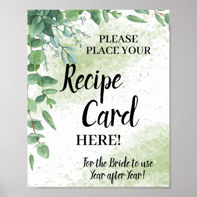Affiche Panneau de carte de recette Eucalyptus Place pour  (Devant)