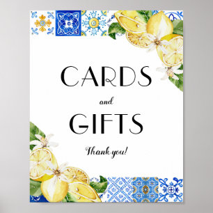 Affiche Panneau de carte et cadeau de citrons en carrelage