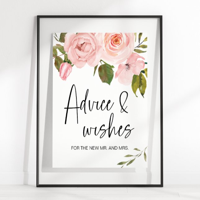 Affiche Panneau de carte et de cadeaux floral rose blush (Créateur téléchargé)
