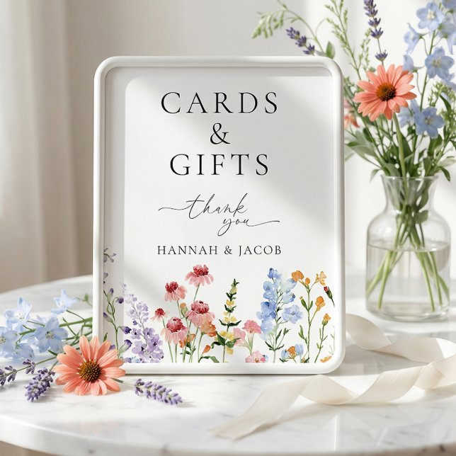 Affiche Panneau de cartes de mariage et de cadeaux de fleu (Créateur téléchargé)