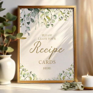 Affiche Panneau de cartes de recette de Baby Shower avec u