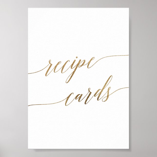 Affiche Panneau de Cartes de Recette de Calligraphie en Or (Devant)
