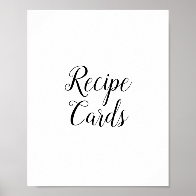 Affiche Panneau de Cartes de Recettes de Calligraphie Noir (Devant)
