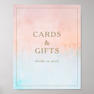 Affiche Panneau de cartes et cadeaux aquarelle de coucher 