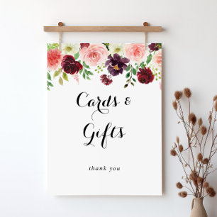 Affiche Panneau de cartes et cadeaux de calligraphie flora