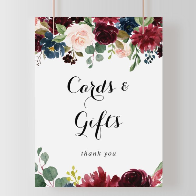 Affiche Panneau de cartes et cadeaux de calligraphie rusti (Créateur téléchargé)