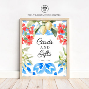 Affiche Panneau de cartes et cadeaux de citron en carrelag