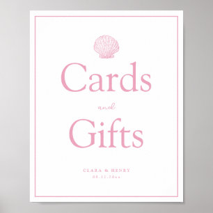 Affiche Panneau de cartes et cadeaux de coquillages roses 