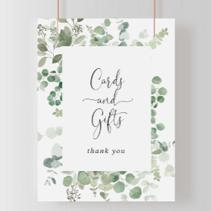 Affiche Panneau de cartes et cadeaux de eucalyptus vert mi