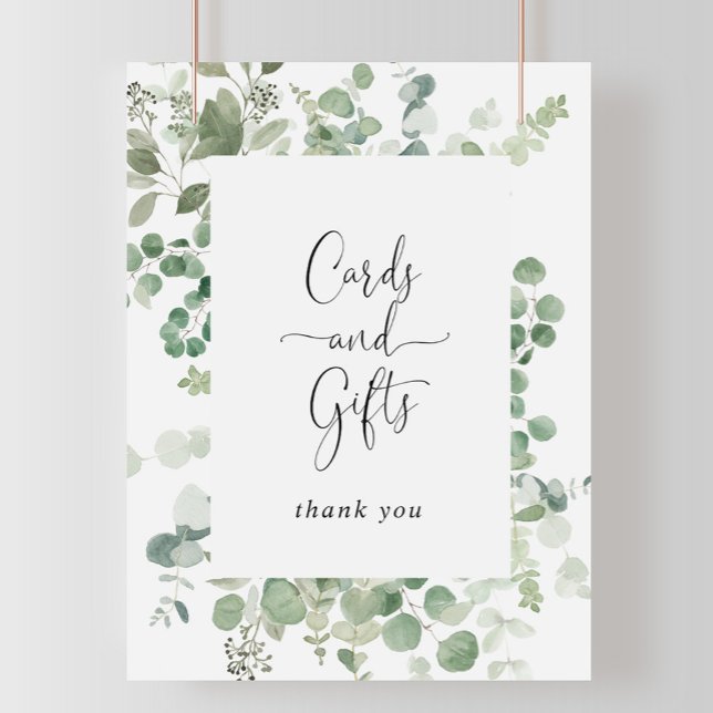 Affiche Panneau de cartes et cadeaux de eucalyptus vert mi (Créateur téléchargé)