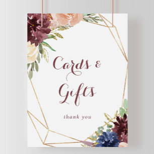 Affiche Panneau de cartes et cadeaux de fleurs Feuilles d'