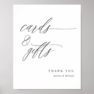 Affiche Panneau de cartes et cadeaux de mariage à calligra