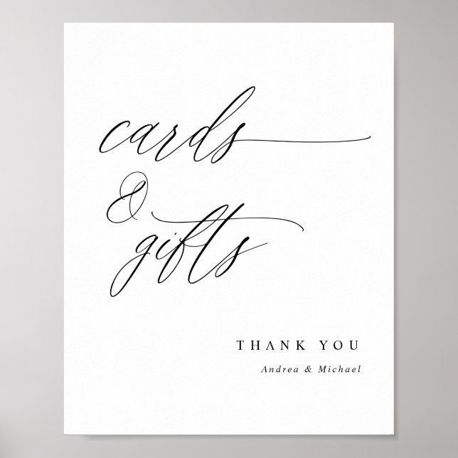 Affiche Panneau de cartes et cadeaux de mariage à calligra (Devant)
