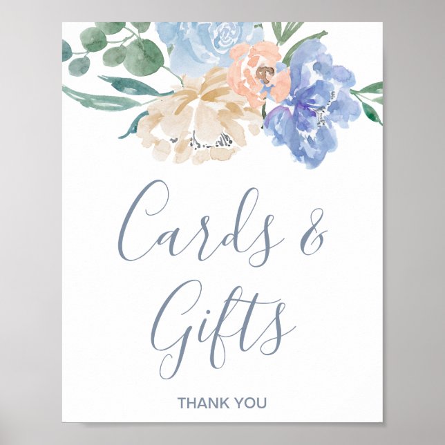 Affiche Panneau de cartes et cadeaux de mariage à fleurs b (Devant)