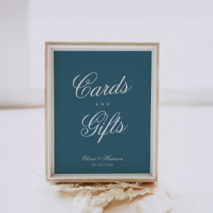 Affiche Panneau de cartes et cadeaux de mariage élégant bl