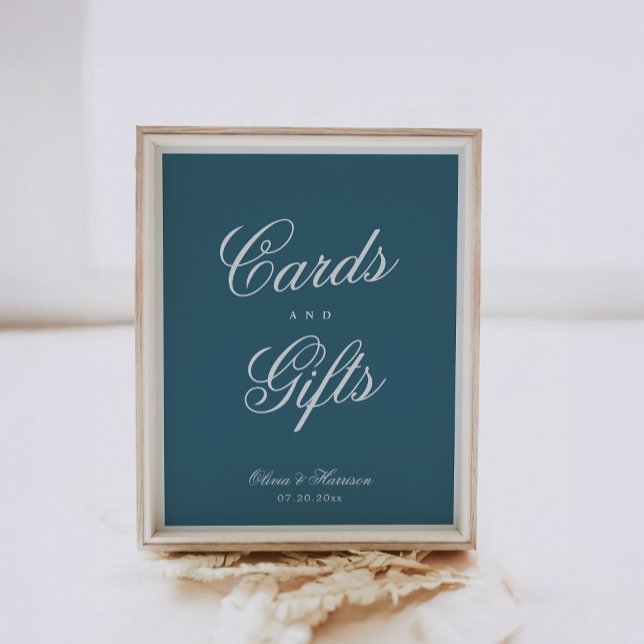 Affiche Panneau de cartes et cadeaux de mariage élégant bl (Créateur téléchargé)
