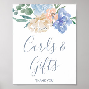 Affiche Panneau de cartes et cadeaux de mariage Fleurs ble