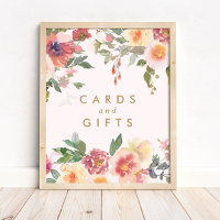 Panneau de cartes et cadeaux de mariage floraux ro