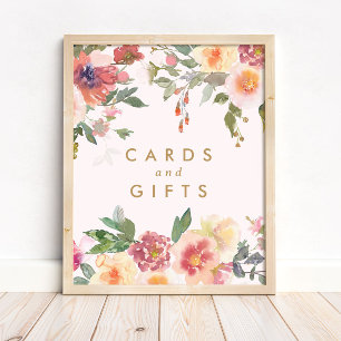 Affiche Panneau de cartes et cadeaux de mariage floraux ro