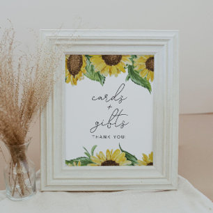 Affiche Panneau de cartes et cadeaux de tournesol rustique