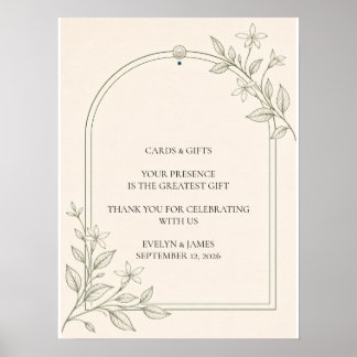 Affiche Panneau de cartes et cadeaux de type olive botaniq