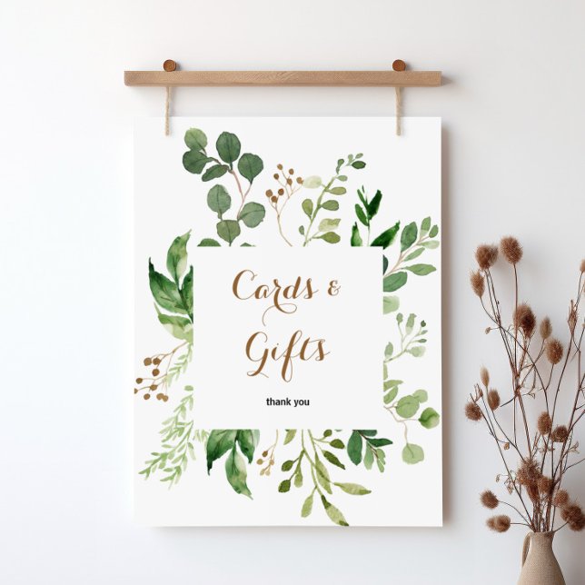 Affiche Panneau de cartes et cadeaux de verdure d'eucalypt (Créateur téléchargé)