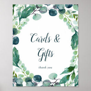 Affiche Panneau de cartes et cadeaux de verdure luxuriante