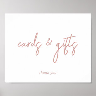 Affiche Panneau de Cartes et Cadeaux Élégant Rose Poussiér