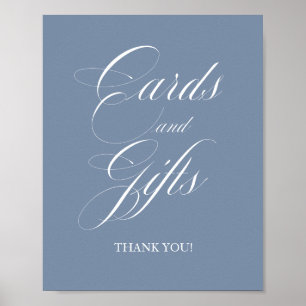 Affiche Panneau de cartes et cadeaux élégants bleu poussié