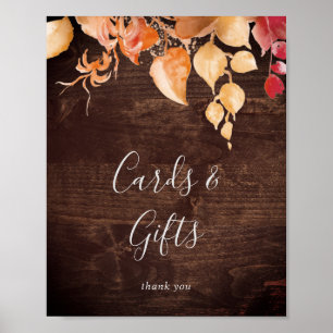 Affiche Panneau de cartes et cadeaux en bois brun rustique