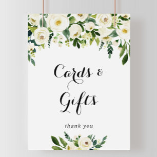 Affiche Panneau de cartes et cadeaux floraux blancs de ver