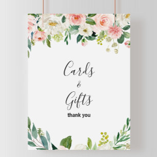 Affiche Panneau de cartes et cadeaux floraux élégants avec
