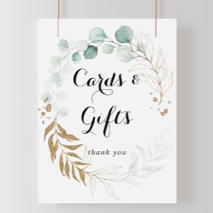 Affiche Panneau de cartes et cadeaux floraux en eucalyptus