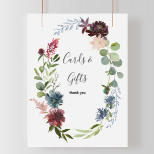Affiche Panneau de cartes et cadeaux floraux et feuillus d