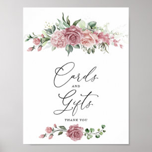 Affiche Panneau de cartes et cadeaux floraux rose poussiér