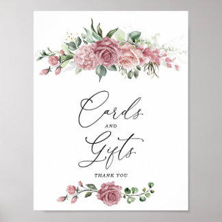 Affiche Panneau de cartes et cadeaux floraux rose poussiér