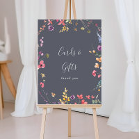Panneau de cartes et cadeaux floraux sauvages bleu