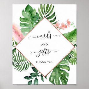 Affiche Panneau de cartes et cadeaux floraux tropicaux