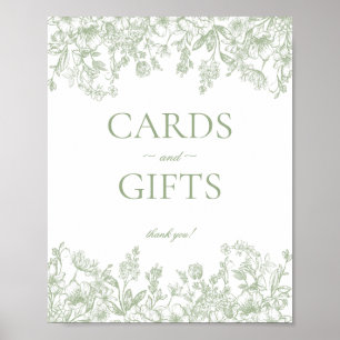 Affiche Panneau de cartes et cadeaux floraux vintage de sa