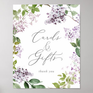 Affiche Panneau de Cartes et Cadeaux Lilas Rustique